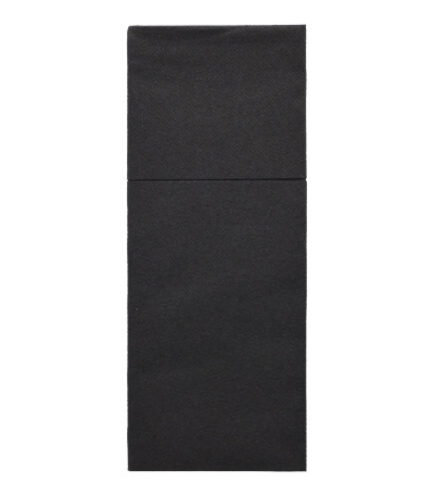 Product foto van Servetten airlaid zwart set van 100 Premium met bestekvouw