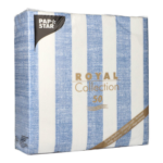 Product foto van Servetten blauw "Lines" 40x40cm set van 50 ROYAL Collection