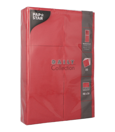 Product foto van Servetten bordeaux met bestekvouw set van 50 48x30cm Daily Collection