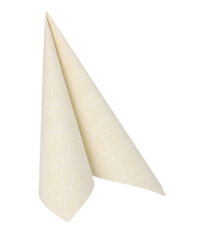 Product foto van Servetten champagne "Circle Flowers" set van 50 40x40cm ROYAL Collection