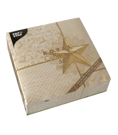 Product foto van Servetten champagne "Rising Star" set van 50 40x40cm