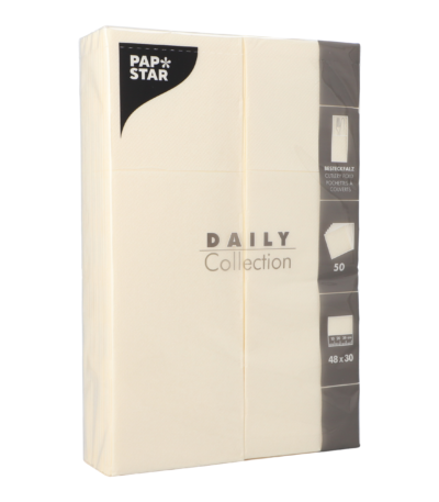 Product foto van Servetten champagne met bestekvouw set van 50 48x30cm DAILY Collection