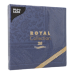 Product foto van Servetten donkerblauw 40x40cm set van 20 Royal Collection Ornaments