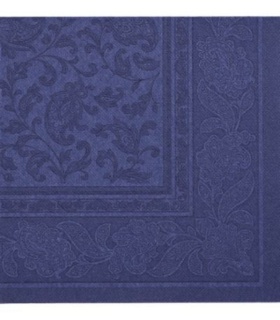 Product foto van Servetten donkerblauw 40x40cm set van 20 Royal Collection Ornaments