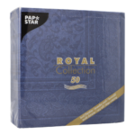 Product foto van Servetten donkerblauw 40x40cm set van 50 Royal Collection Ornaments