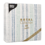 Product foto van Servetten donkerblauw Stripes set van 50 Royal Collection