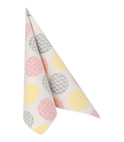 Product foto van Servetten geel/rood 40x40cm set van 50 Rococo