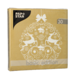 Product foto van Servetten goud 3-laags 33cm x 33cm set van 30 Deers Couple