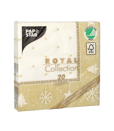 Product foto van Servetten goud "X-Mas" 20 stuks ROYAL Collection