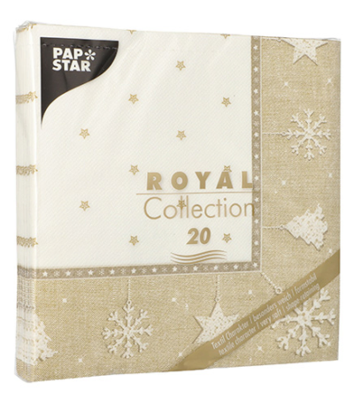 Product foto van Servetten goud X-Mas set van 20 Royal Collection 40x40 cm