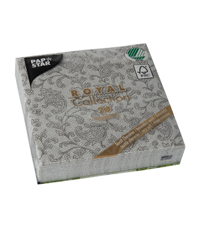Product foto van Servetten grijs 25x25 cm set van 20 Royal Ornaments