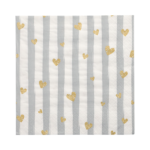 Product foto van Servetten grijs 3-laags 33x33cm set van 30 Golden Hearts