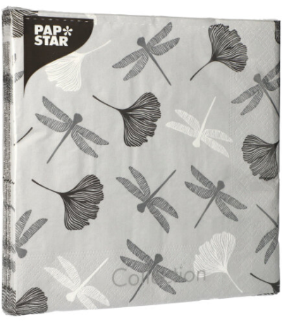 Product foto van Servetten grijs 3-laags 40x40cm set van 20 Ginko