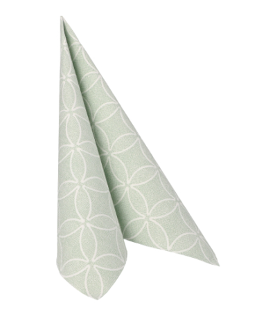 Product foto van Servetten jade groen "Circle Flowers" 40x40 cm set van 50 ROYAL Collection