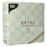 Product foto van Servetten jade groen "Circle Flowers" 40x40 cm set van 50 ROYAL Collection