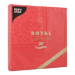 Product foto van Servetten rood 1/4 vouw 40x40cm set van 20 Ornaments
