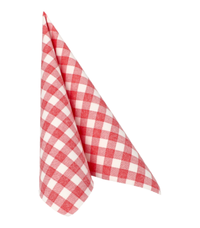 Product foto van Servetten rood 40x40 cm Royal Collection set van 50 Vichy Karo