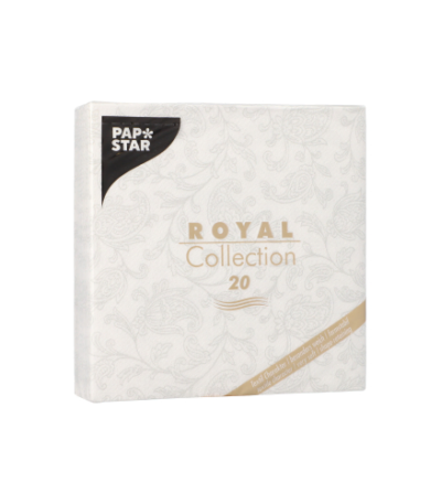 Product foto van Servetten wit 25cm x 25cm set van 20 Royal Collection Ornaments