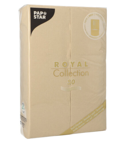 Product foto van Servetten zand met bestekvouw set van 50 ROYAL Collection