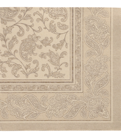 Product foto van Servetten zandkleurig Ornaments set van 50