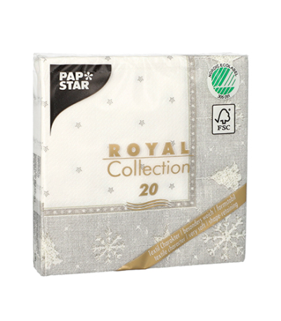 Product foto van Servetten zilver 25x25cm set van 20 Royal X-Mas