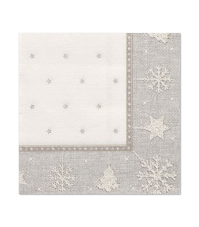 Product foto van Servetten zilver 25x25cm set van 20 Royal X-Mas