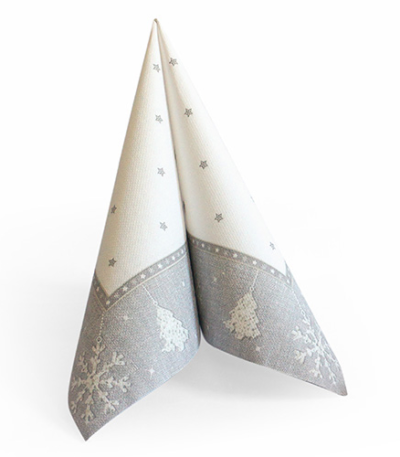 Product foto van Servetten zilver 40x40cm set van 50 X-Mas ROYAL Collection