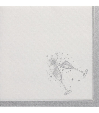 Product foto van Servetten zilver "Festivities" set van 50 ROYAL Collection