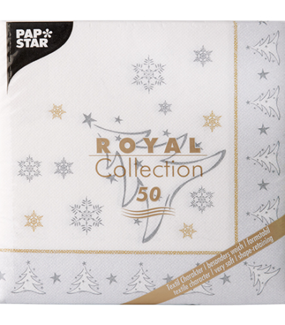 Product foto van Servetten zilver "X-Mas Elegance" set van 50