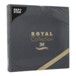 Product foto van Servetten zwart 40x40cm set van 20 Royal Collection
