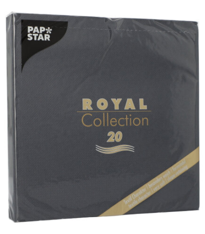 Product foto van Servetten zwart 40x40cm set van 20 Royal Collection