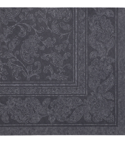 Product foto van Servetten zwart 40x40cm set van 50 Royal Ornaments