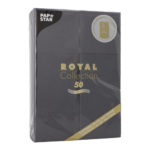 Product foto van Servetten zwart met bestekvouw set van 50 48x30 cm Royal Collection