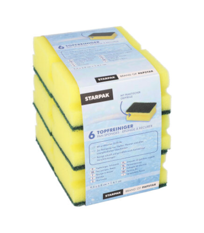 Product foto van Sponsenset pannensponsens hoekig geel/groen met greep