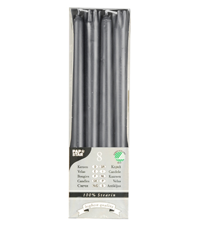 Product foto van Stearine kaarsen grijs set van 8 2