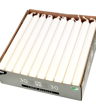 Product foto van Stearine kaarsen wit set van 30 24cm