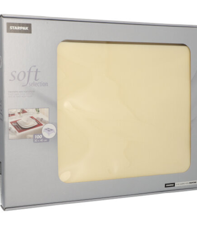 Product foto van Stof Placemats nonwoven creme set van 100 Soft Selection