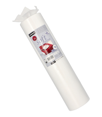 Product foto van Stof Tafellopers Nonwoven wit 24m x 40cm Soft Selection