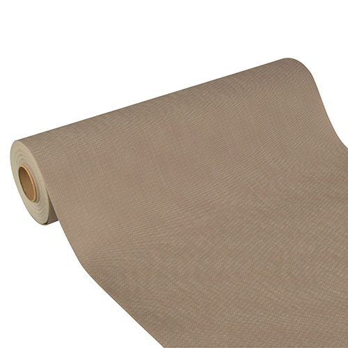 Product foto van Stof Tafellopers nonwoven grijs 24m x 40cm soft selection plus