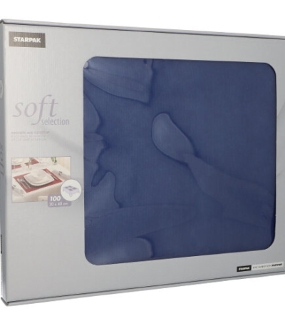 Product foto van Stof placemats donkerblauw 30x40cm set van 100 Soft Selection
