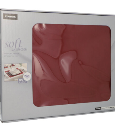 Product foto van Stof placemats nonwoven bordeaux set van 100 30x40 cm