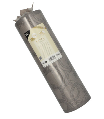 Product foto van Stof tafellopers grijs 24m x 40cm Bubbles Royal Collection