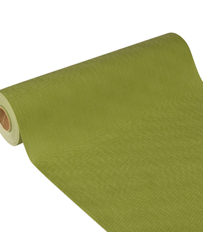 Product foto van Stof tafellopers nonwoven olijfgroen 24m x 40cm