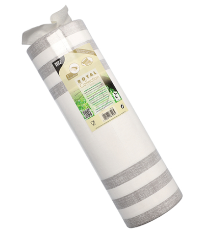 Product foto van Stoffen tafellopers PV-Tissue grijs Lines Royal Collection 24x40cm