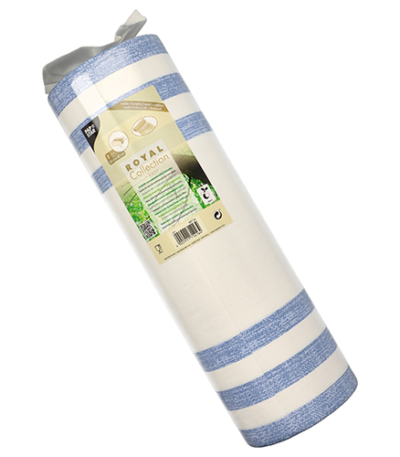 Product foto van Stoffen tafellopers blauw "Lines" 24m x 40cm ROYAL Collection