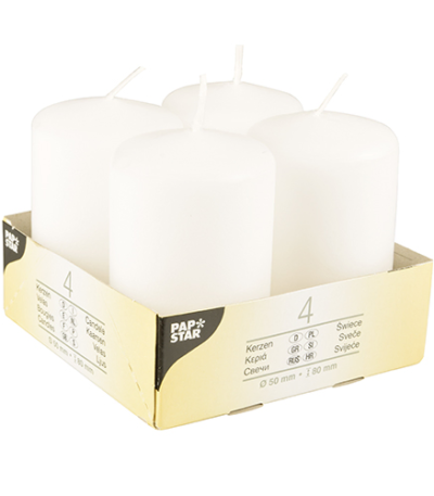 Product foto van Stompkaarsen wit set van 4 50mm 80mm