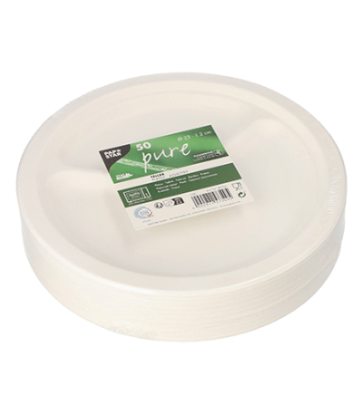 Product foto van Suikerriet Borden 2-vaks wit set van 50