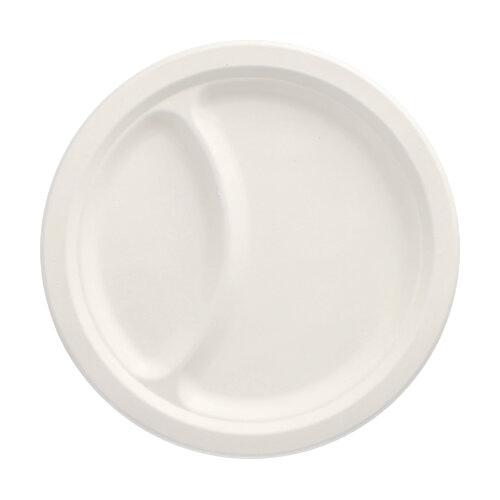 Product foto van Suikerriet Borden 2-vaks wit set van 50