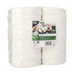 Product foto van Suikerriet Borden Halfmaan Wit Cella set van 100