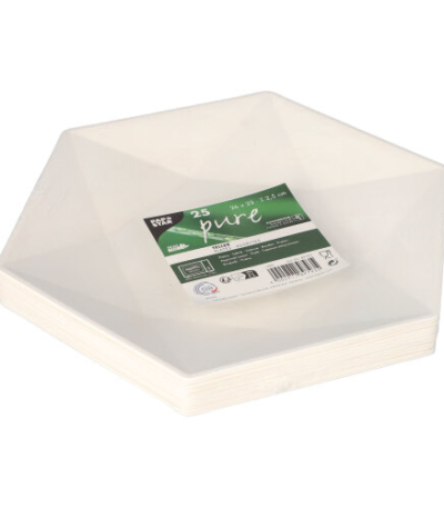 Product foto van Suikerriet Borden Hexagonaal wit set van 25 Diamond